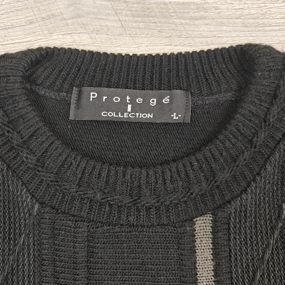 Protege Collection Men's L Vintage Cosby-Style Sweater Black Acrylic Made in USA - Picture 6 of 6